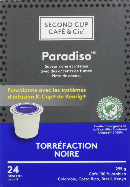Second Cup Paradiso Dark Roast Coffee, 24-Count {Imported from Canada}