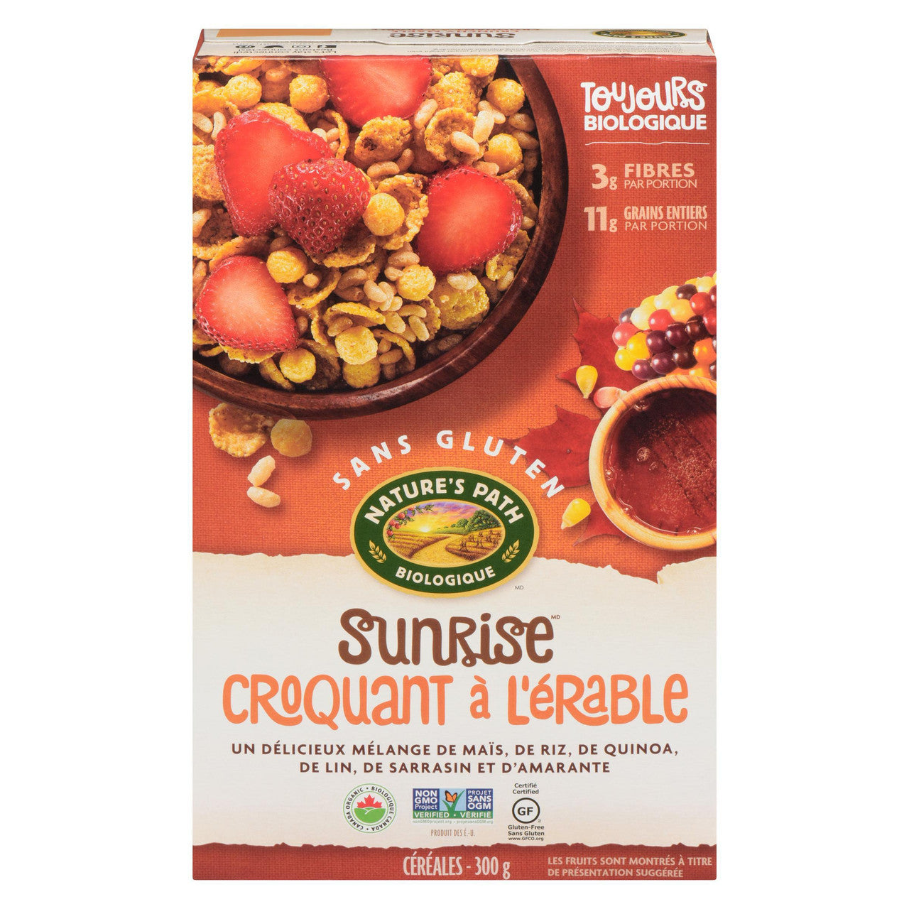 Nature's Path Sunrise Crunchy Maple, Gluten Free, Organic Cereal, 300g/10.5 oz. Box {Imported from Canada}