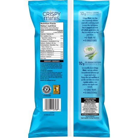Quaker Crispy Minis Sour Cream & Onion Rice Chips 100g/3.5 oz.,{Imported from Canada}