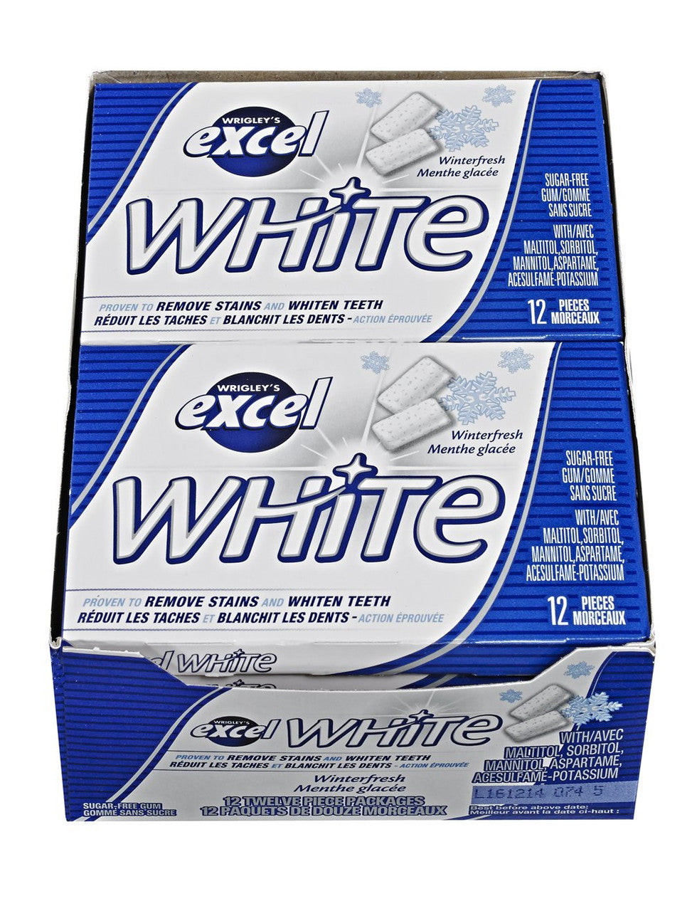 Excel White Sugar-Free Gum, Winterfresh, 12 Count {Imported from Canada}