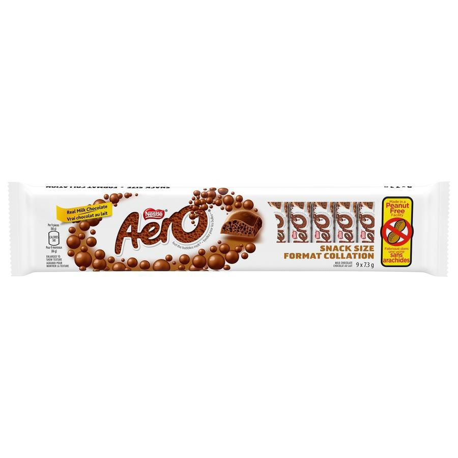 Aero Milk Chocolate Snack Size Bars, 9 x 7.3g (Pack of 9 mini bars) {Imported from Canada}