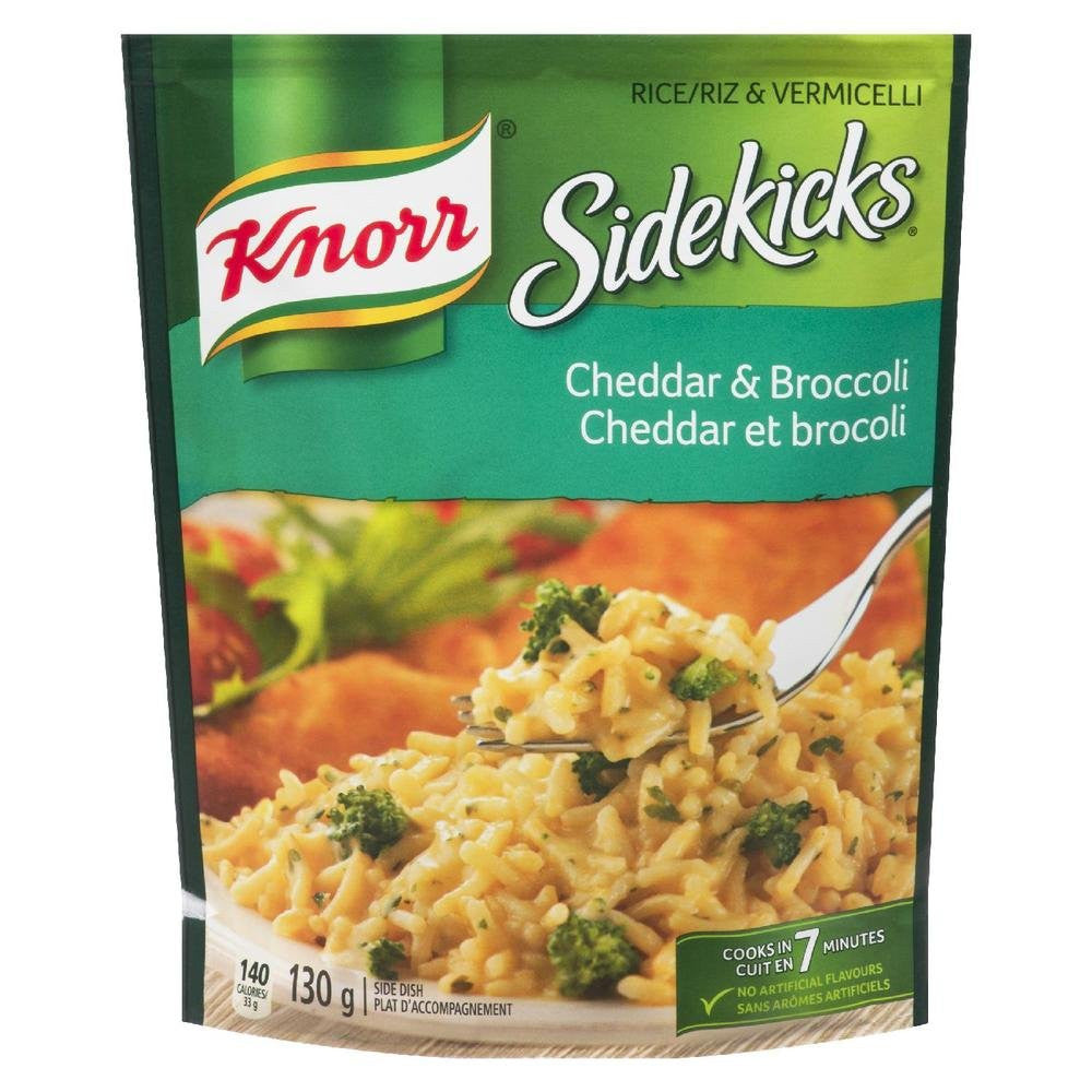 Knorr Sidekicks Cheddar Broccoli Rice Vermicelli Side Dish, 8ct/130g Imported from Canada