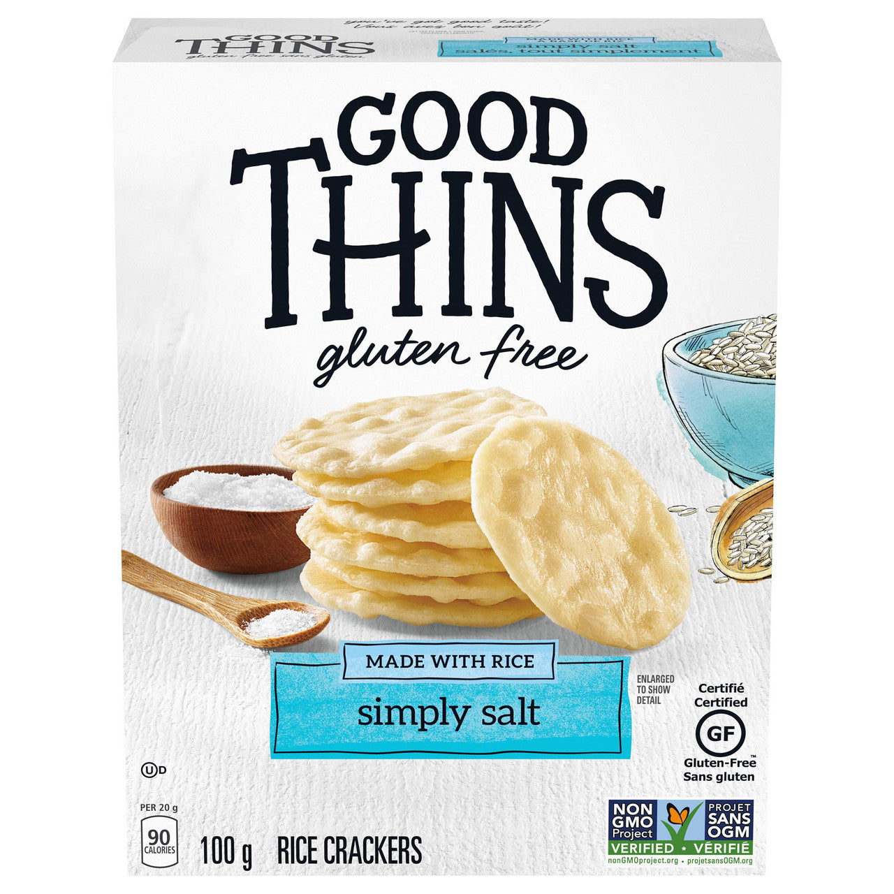 Good Thins Rice Thins Simply Salt Saltines, 100g/3.5oz, (Imported from Canada)