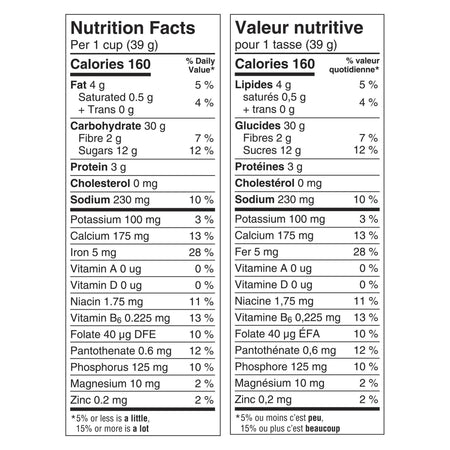 Reese's Puffs Cereal – 326g (11.5 oz) - Nutrition Facts in English and French