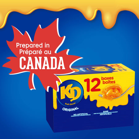 Kraft Dinner Original Macaroni & Cheese 225g, Pack of 12 {Imported from Canada}