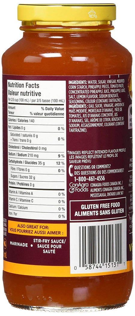 VH Pineapple Cooking Sauce, 341ml/11.5oz., Jar, {Imported from Canada}