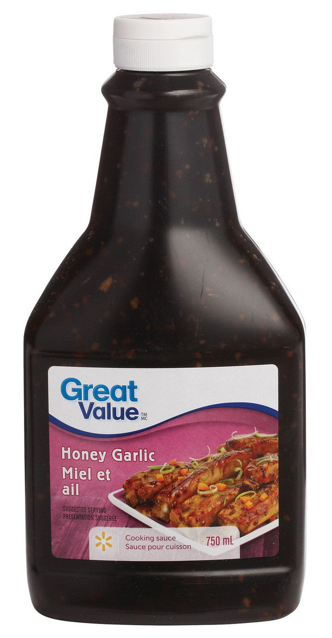 Great Value Honey Garlic Sauce, 750mL/25.4oz, Bottle, {Imported from Canada}