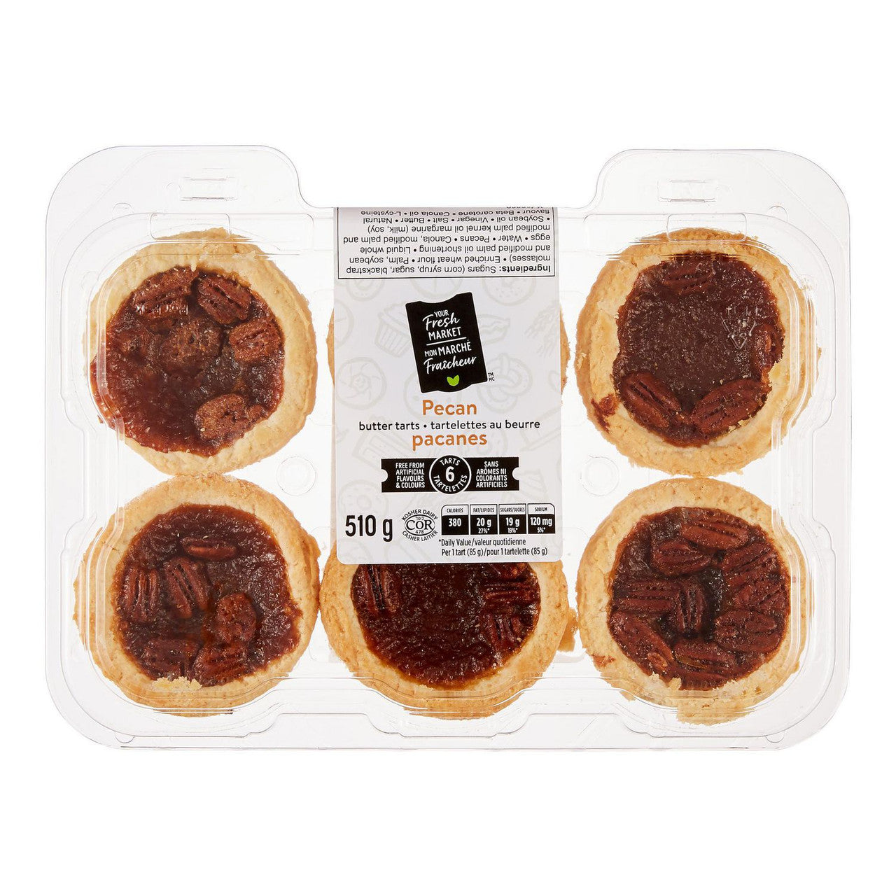 Your Fresh Market Pecan Butter Tarts, 510g/18oz., 6 Tarts, {Imported from Canada}