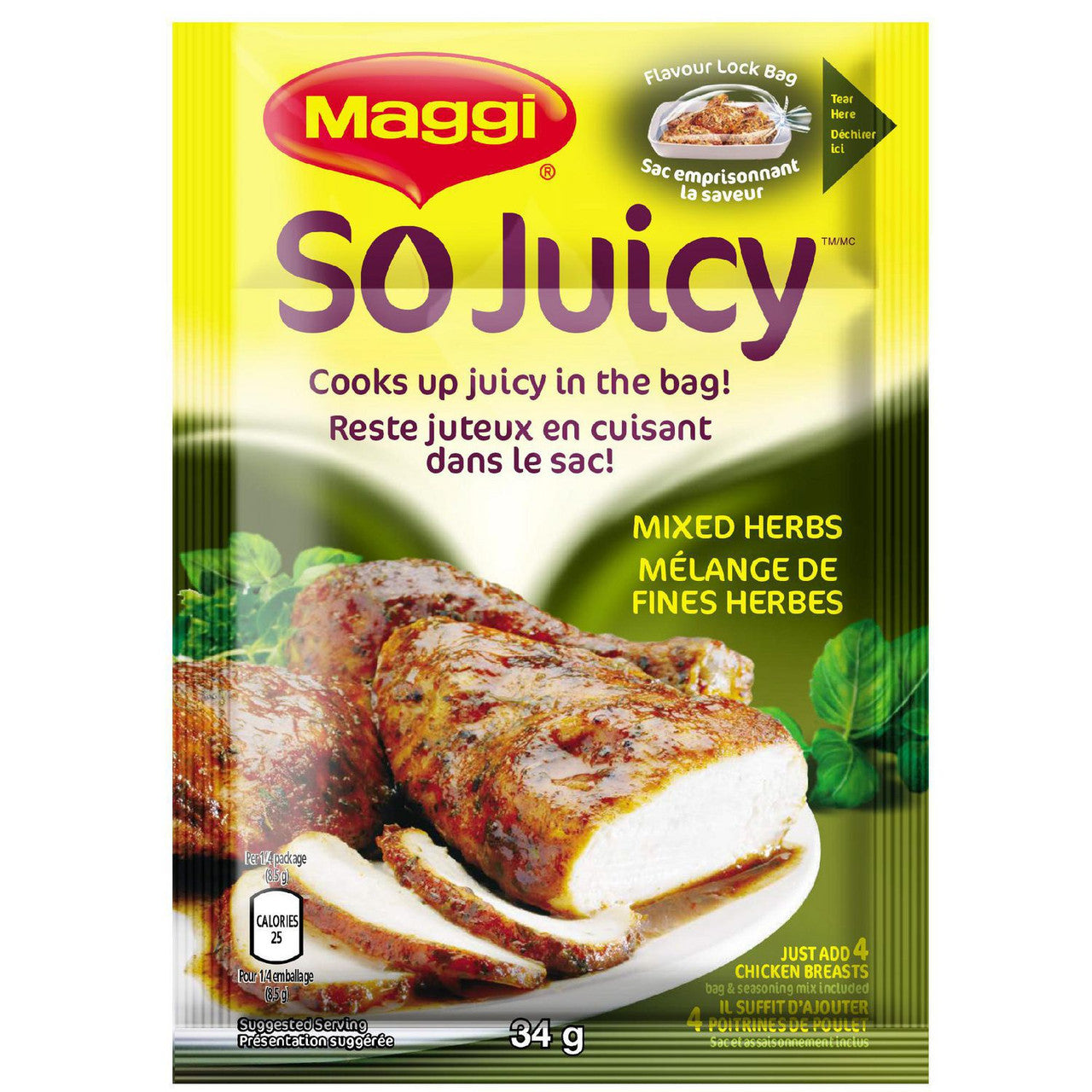 Maggi So Juicy Mixed Herbs Seasoning, 34g/1.2 oz., {Imported from Canada}