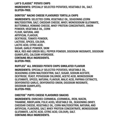 Frito-Lay Classic Variety Pack, Lays, Ruffles, Doritos, Cheetos Chips (18ct x 28g/1 oz.) (Imported from Canada)