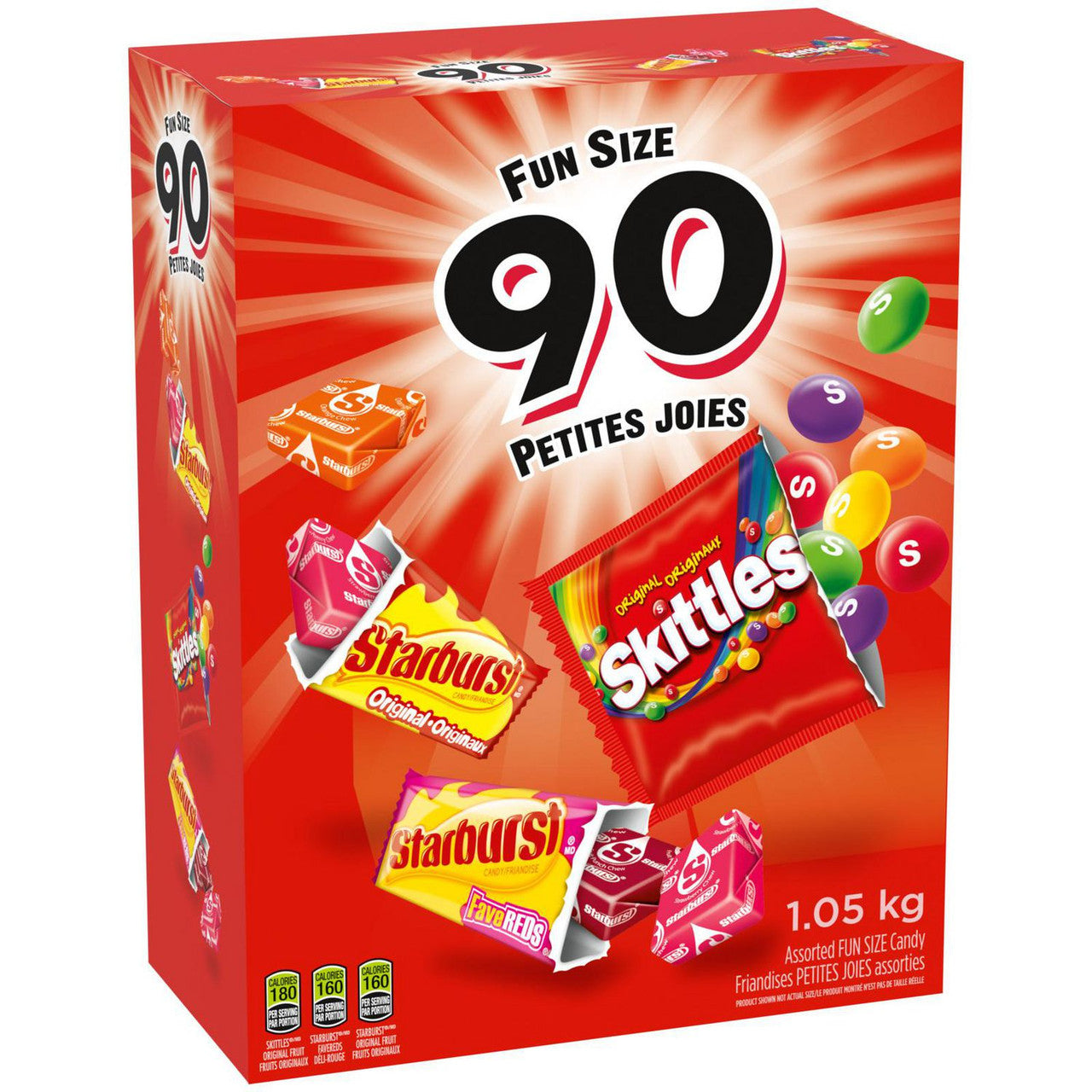 Skittles and Starburst Fun Size Candy Variety Pack, 90ct., 1.05kg/2.3 lbs., {Imported from Canada}