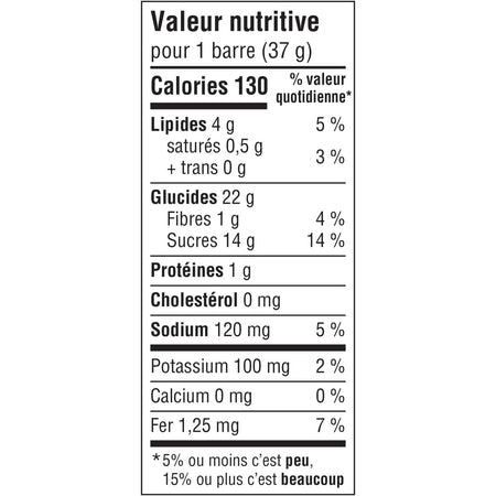 School Safe Chocolate Brownie Bars, 8ct., 296g/10.4 oz., Box, nutrition facts label, French