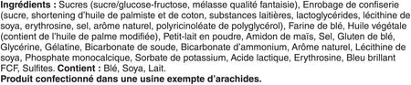 Product label of Wagon Wheels Barbie Pink Chocolate Covered Marshmallow Cookies - 9ct, 315g/11.1 oz with ingredients and allergens in French.
