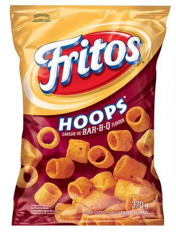 Fritos Hoops BARBQ Corn Chips 370g/13oz Bag {Imported from Canada}