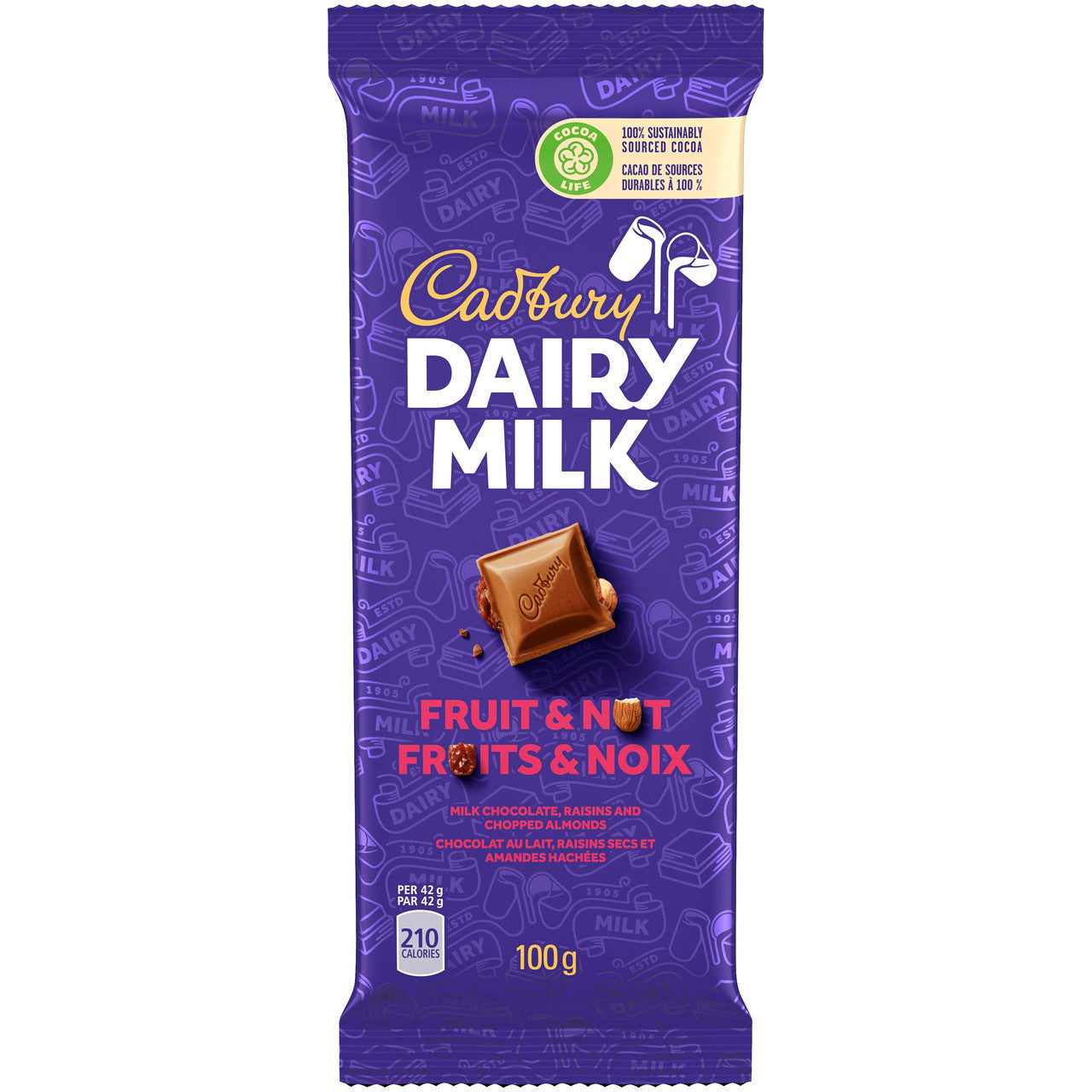 Cadbury Dairy Milk Chocolate Bar, Fruit and Nut, 100g/3.5oz {Canadian}