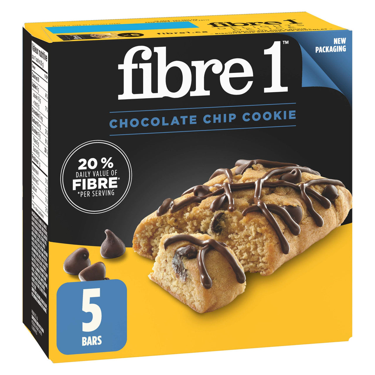 Fibre 1, Delights Chocolate Chip Cookie, 5ct, 125g/4.4oz., {Imported from Canada}