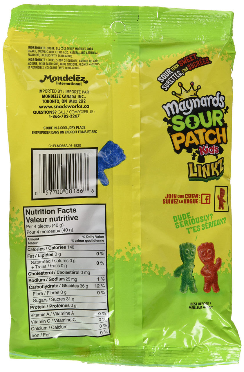 Maynards Linkz Sour Patch Kids, 180g, 9 Count Imported from Canada