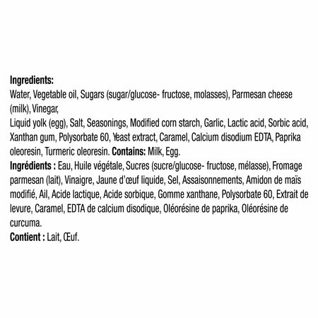 Kraft Creamy Caesar Dressing 425ml/14.4 oz., Bottle, ingredients label