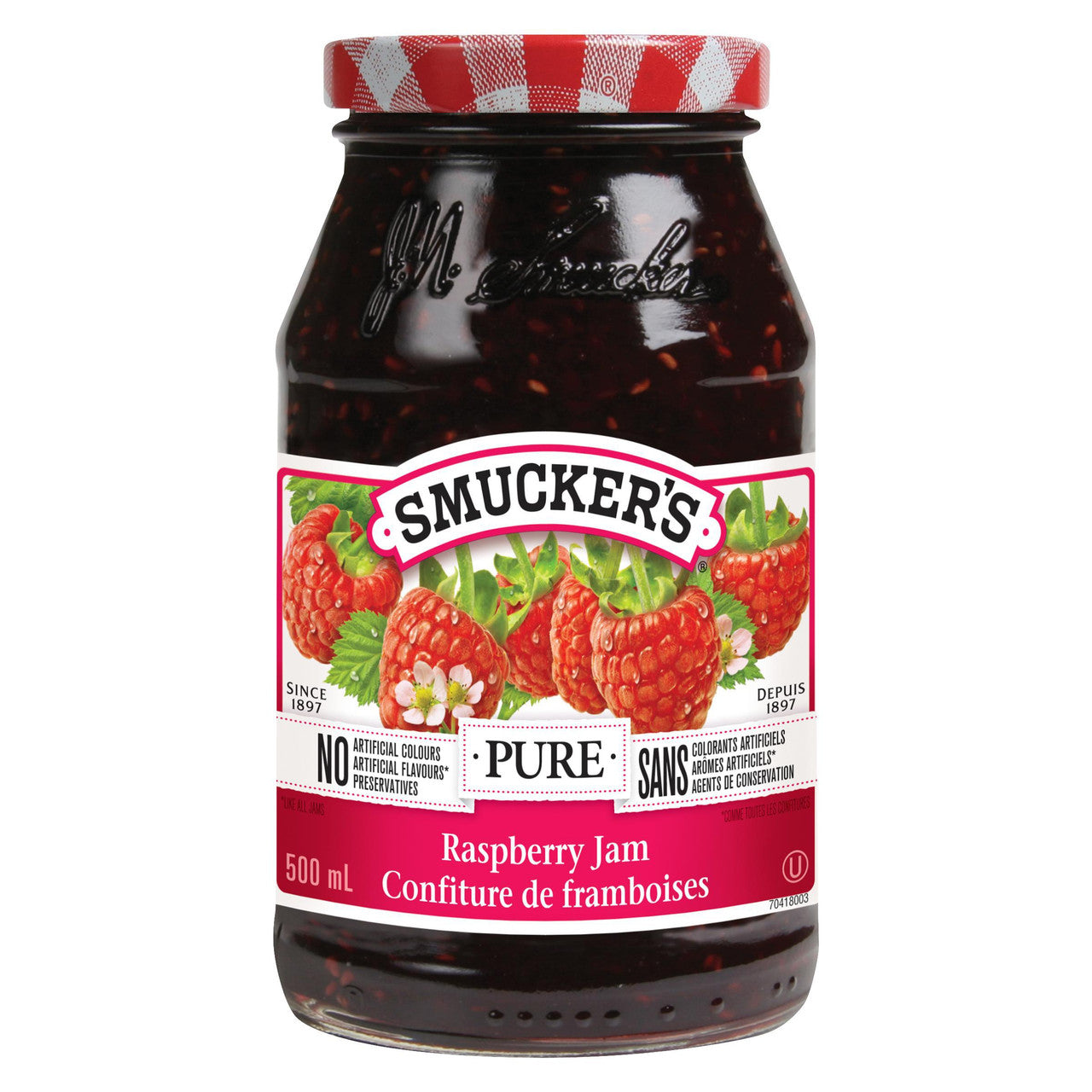 Pure Raspberry Jam, 500ml/17.5 oz., Jar {Imported from Canada}