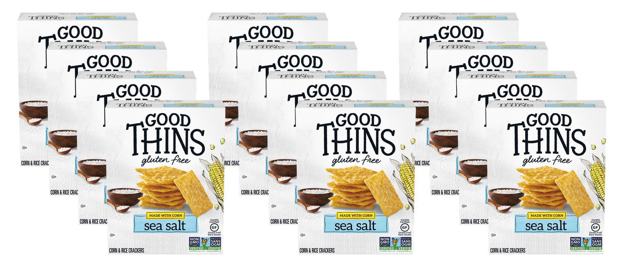 Good Thins, Gluten-Free, Corn Crackers, Sea Salt, 100g/3.5oz, (12 pack) (Imported from Canada)