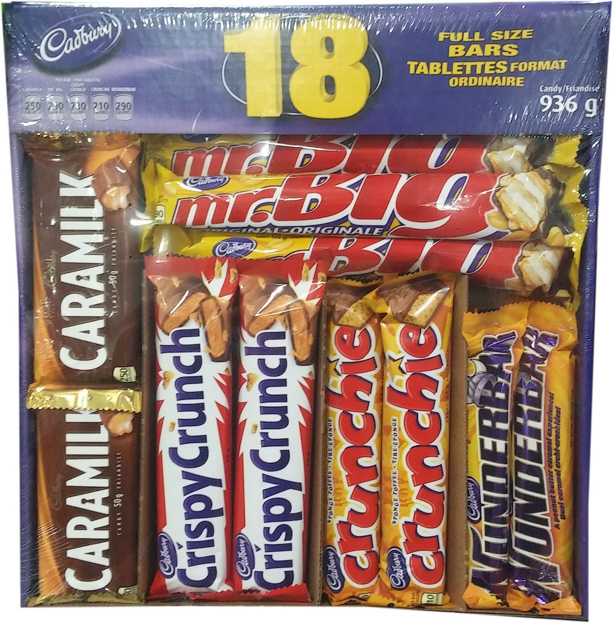 Cadbury 18 Full Size Assorted Chocolate Bars, Caramilk, Mr Big, Crispy Crunch, Crunchie, Wunderbar, 936g {Imported from Canada}