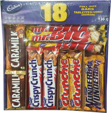 Cadbury 18 Full Size Assorted Chocolate Bars, Caramilk, Mr Big, Crispy Crunch, Crunchie, Wunderbar, 936g {Imported from Canada}