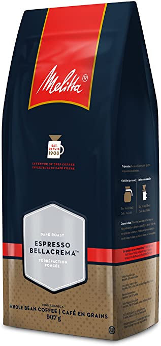 Melitta Dark Roast Espresso Whole Bean Coffee, 907g/32oz., Bag, {Imported from Canada}
