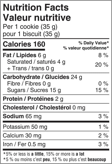 Nutrition facts label for Wagon Wheels Barbie Pink Chocolate Covered Marshmallow Cookies - 9ct, 315g/11.1 oz on a white background.