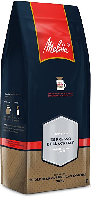 Melitta Dark Roast Espresso Whole Bean Coffee, 907g/32oz., Bag, {Imported from Canada}