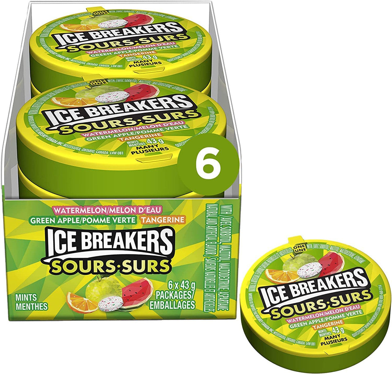 Ice Breakers Sour Fruits, 1.5oz Pucks (6pk)  {Imported from Canada}