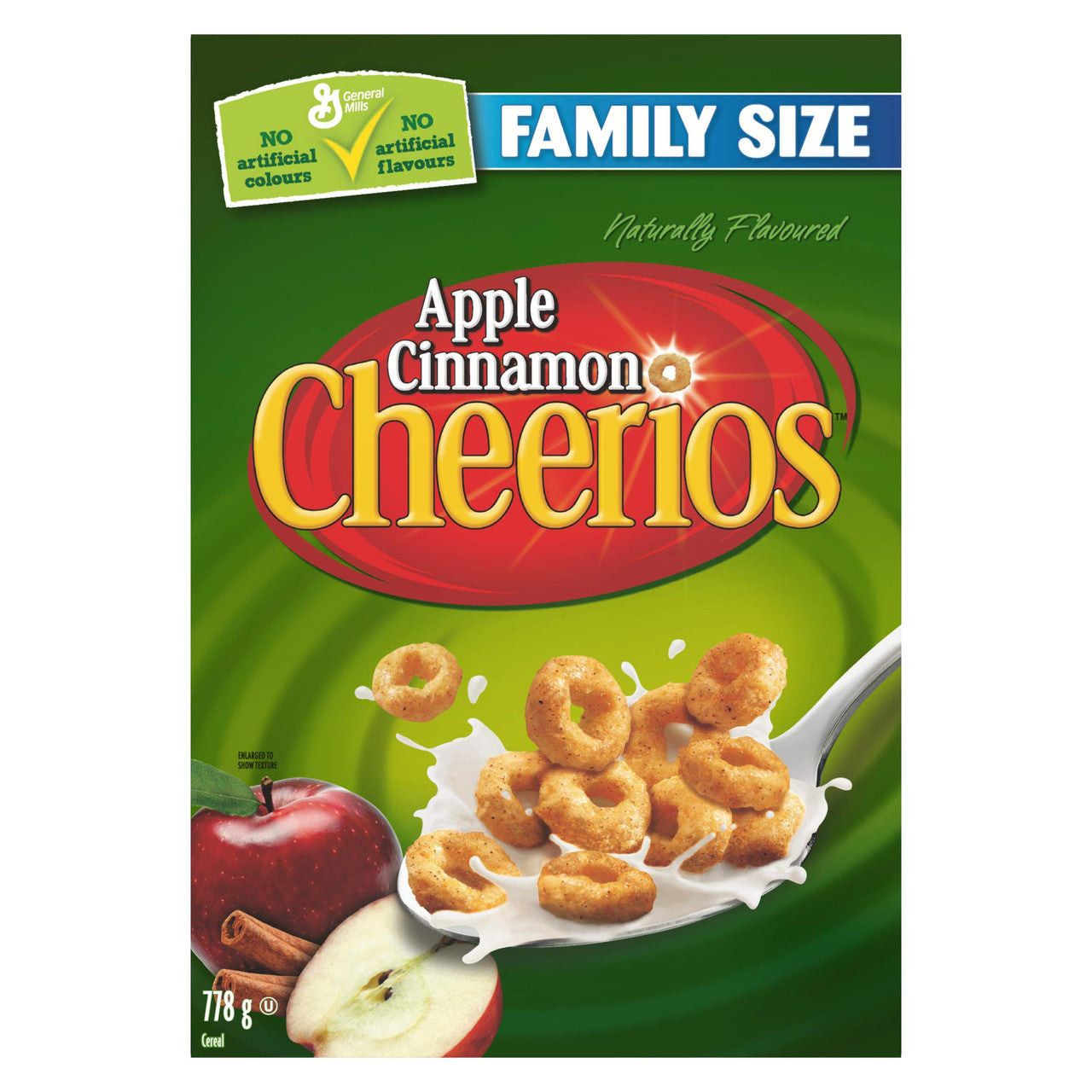 Cheerios Apple Cinnamon Naturally Flavoured Cereal Family Size, 778g/27.4oz, (Imported from Canada)