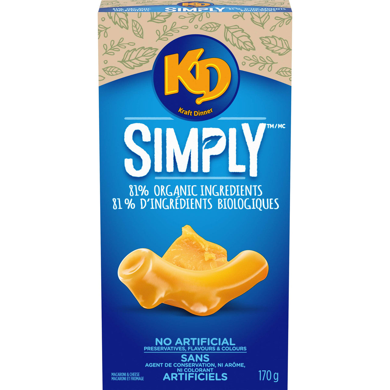 Kraft Dinner Organic Original Macaroni & Cheese, 170g/6oz., {Imported from Canada}