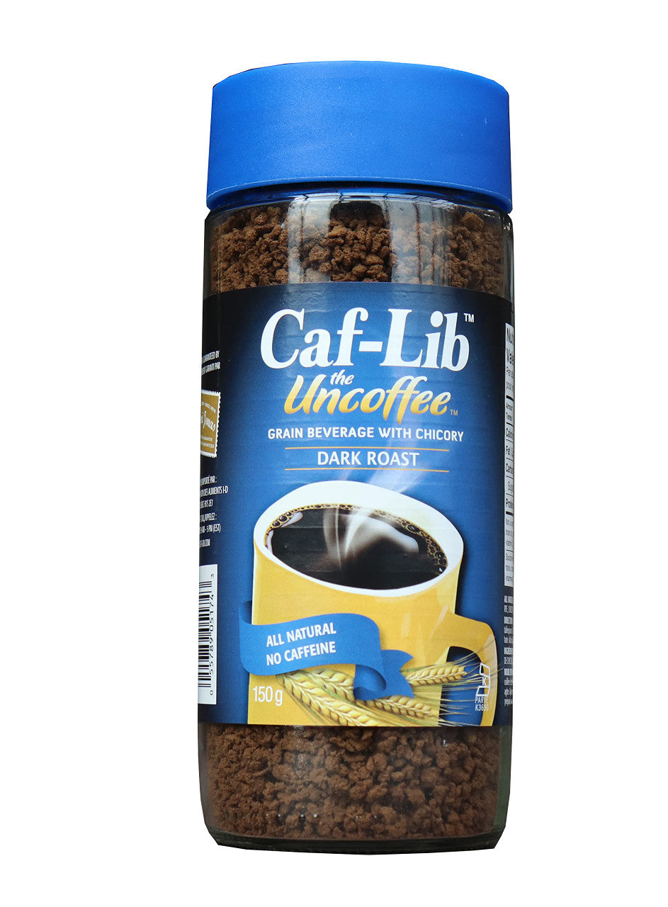 Caf-Lib Dark Roast Coffee Alternative with Barley and Chicory 150-Gram