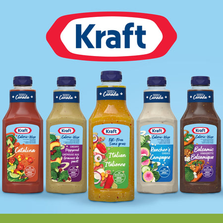 Different flavors of Kraft Fat-Free & Calorie-Wise Salad Dressings