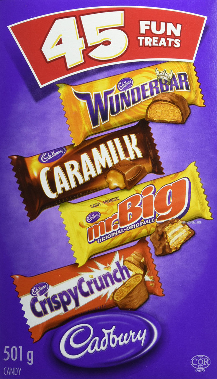 Cadbury Fun Treats Chocolate, 45 count- Wunderbar, Mr. Big, Caramilk, Crispy Crunch {Imported from Canada}