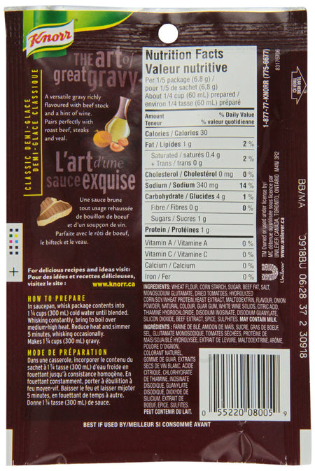 Knorr Classic Roast Gravy Mix, Demi-Glace, 34g/1.2oz., (3 Pack) {Imported from Canada}
