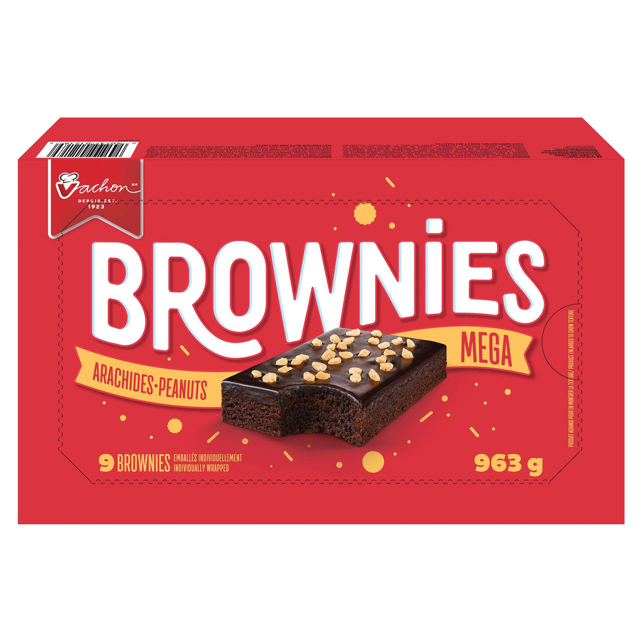 Vachon Mega Brownies with Peanuts and Decadent Chocolatey Frosting, Snack Food, Contains 9 brownies (Individually Wrapped) 963g/34 oz., {Imported from Canada}
