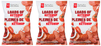 Canadian President's Choice Loads of Ketchup Chips [3 Large Bags] (Canadian)