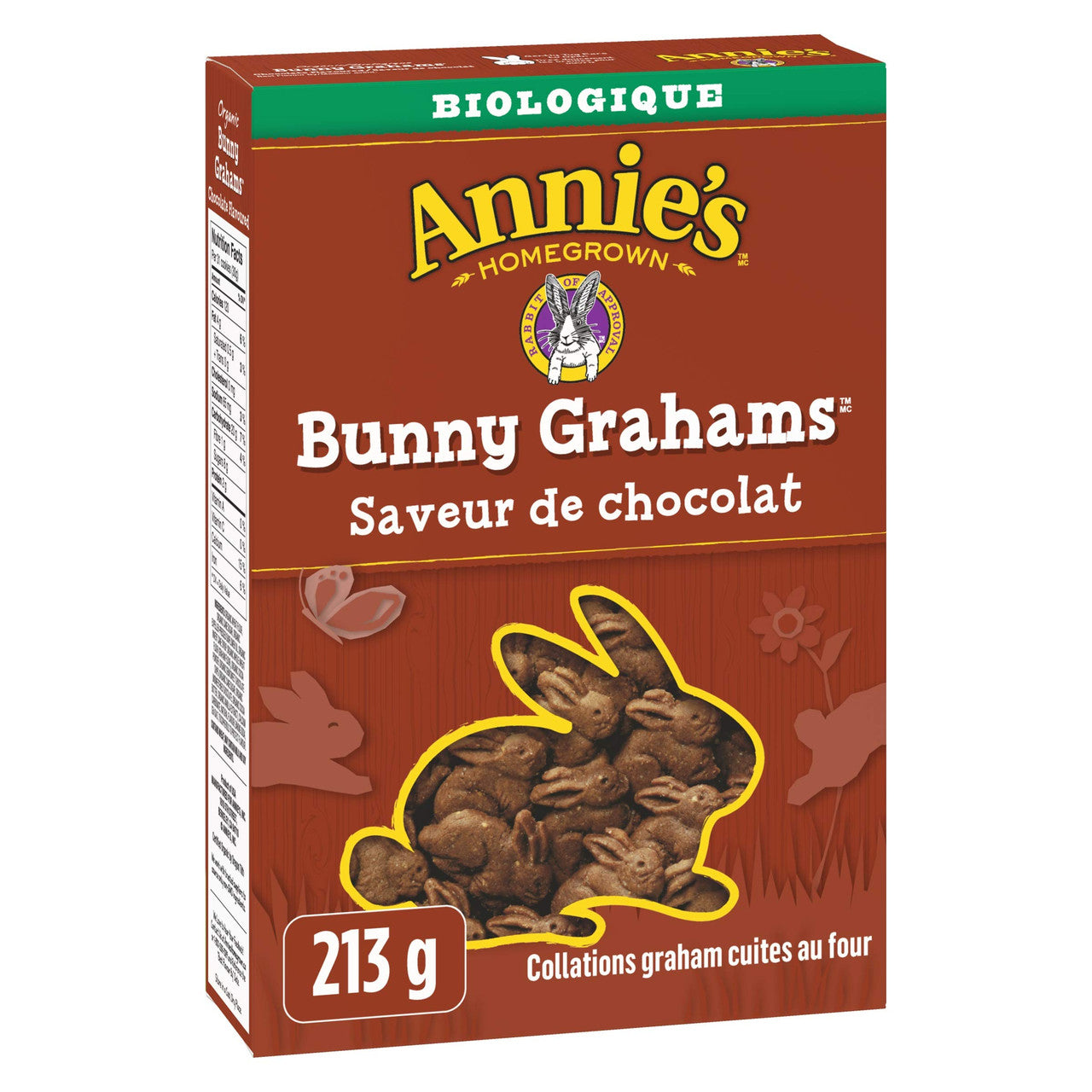 ANNIES HOMEGROWN Organic Bunny Graham Chocolate, 213g/7.5oz.,{Imported from Canada}