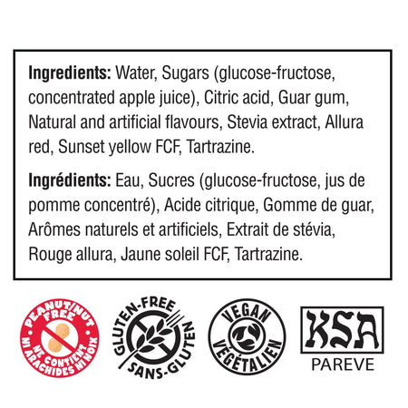 Kisko Fruit Freezies, ingredients label