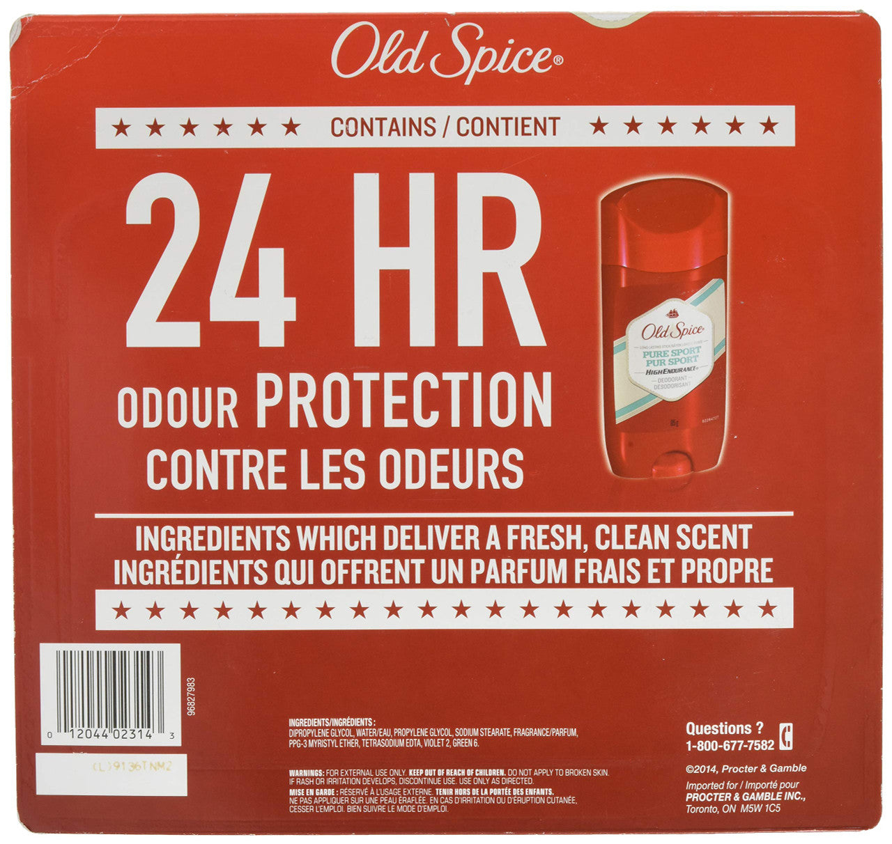 Old Spice High Endurance Deodorant, Pure Sport, 85g (5pk) {Imported from Canada}