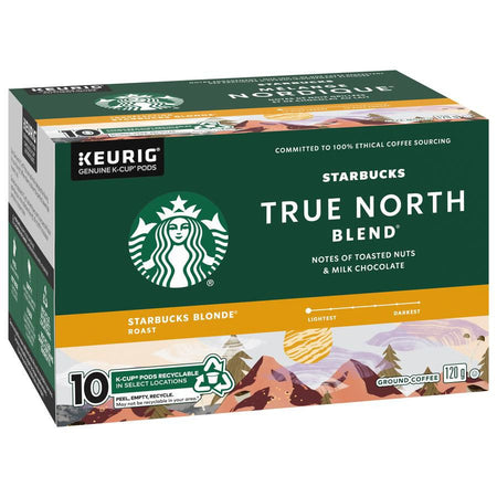 Starbucks True North Blend Blonde Roast Coffee, K-cup Pods, 10 count, 120g/4 oz. Box {Imported from Canada}