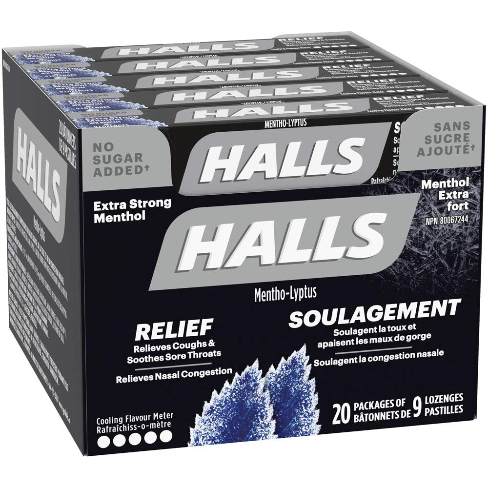 Halls Extra Strong Menthol, 20x9/180ct {Imported from Canada}
