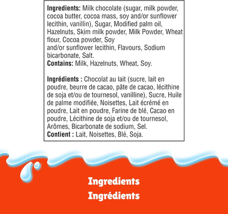 Kinder Bueno Crispy Chocolate Hazelnut Eggs, 140g/5 oz. - Ingredients Label