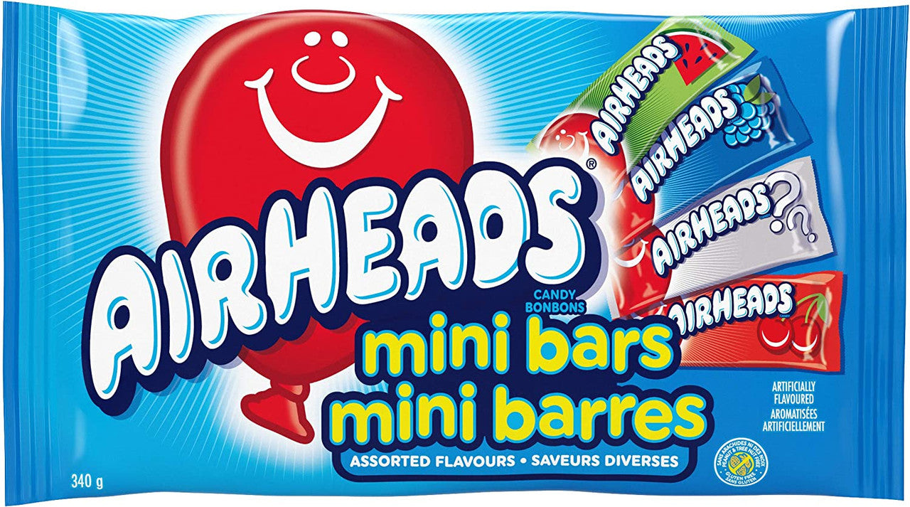 Airheads Candy Mini Bars, Assorted Flavors, 340g/11.9 oz. Bag {Imported from Canada}