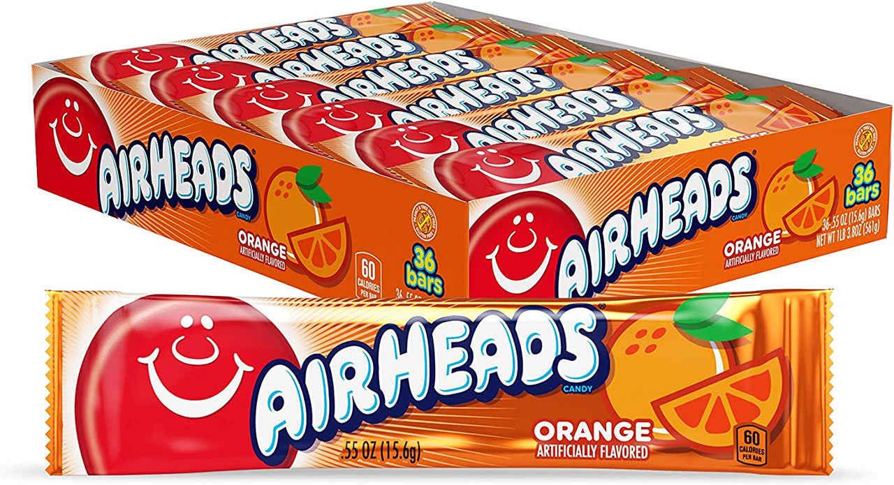 Airheads Candy Individually Wrapped Bars, Orange, 0.55 Ounce (Pack of 36) {Imported from Canada}