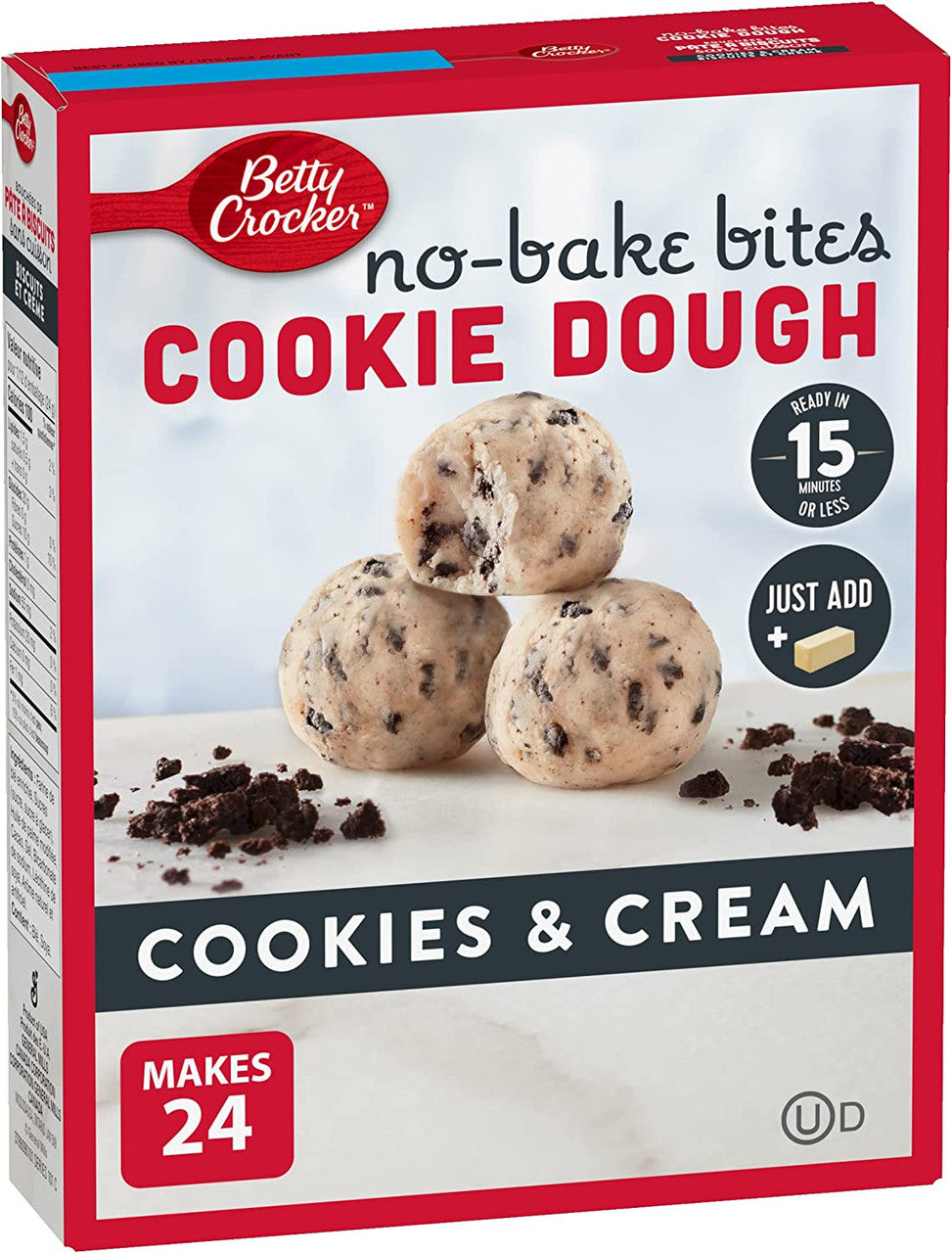 Betty Crocker No-Bake Cookie Dough Bites Mix, Cookies & Cream Flavor, 292g/10.2 oz. Box {Imported from Canada}