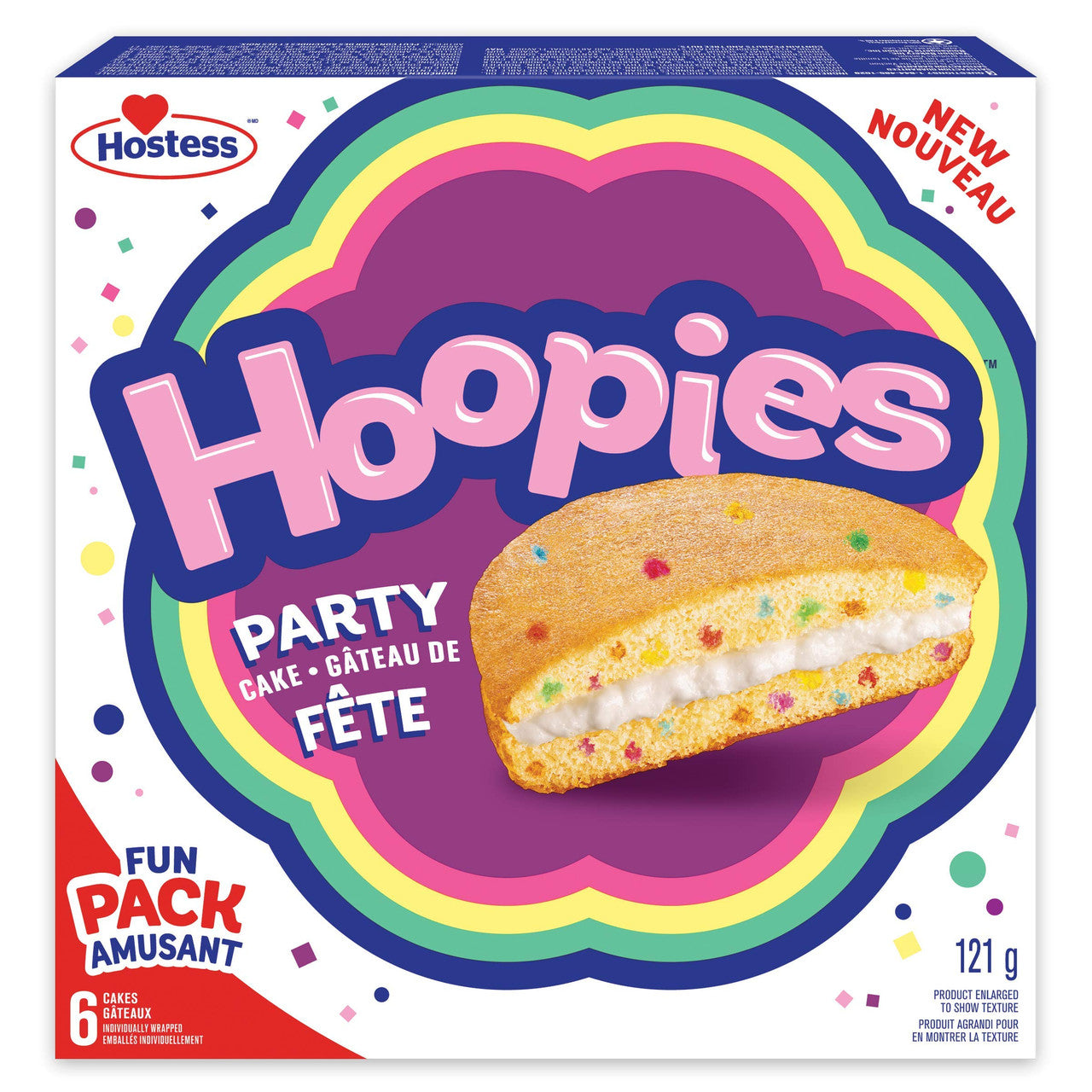 Hostess Hoopies Party Cakes, Birthday-Cake Flavoured, 121g/4.3 oz.,(Individually Wrapped) {Imported from Canada}