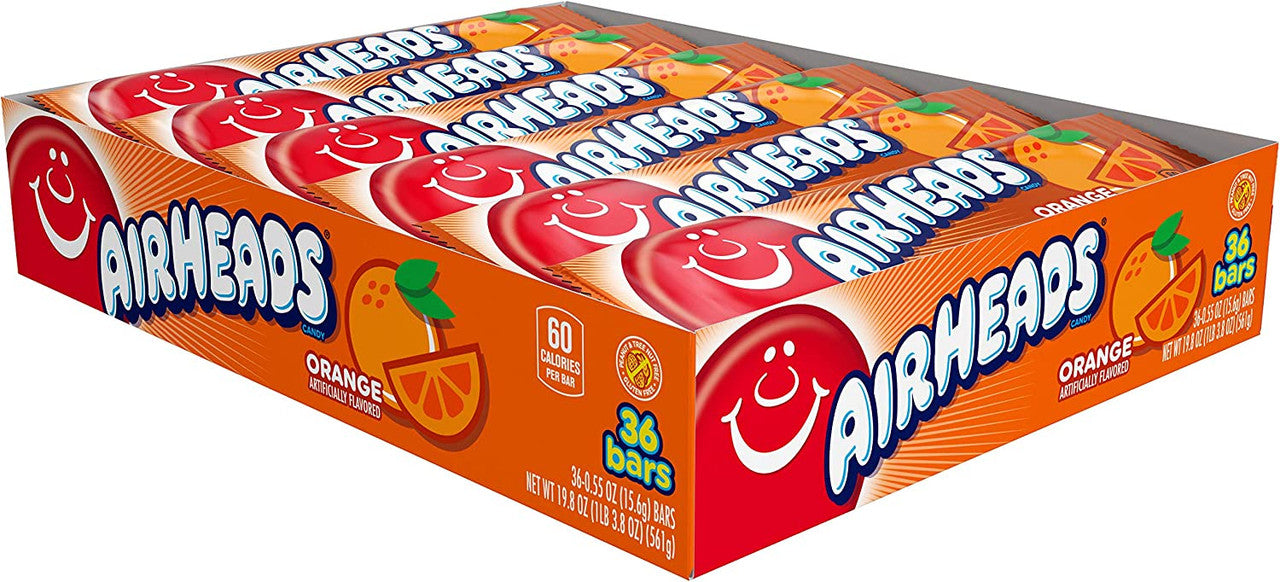 Airheads Candy Individually Wrapped Bars, Orange, 0.55 Ounce (Pack of 36) {Imported from Canada}
