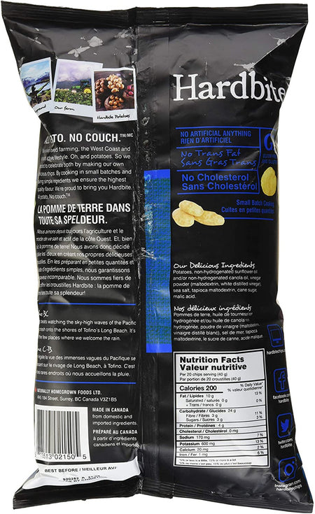 Hardbite Rock Salt and Vinegar All Natural Potato Chips, 150g/5.3oz., {Imported from Canada}